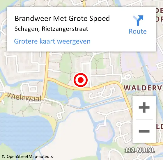 Locatie op kaart van de 112 melding: Brandweer Met Grote Spoed Naar Schagen, Rietzangerstraat op 22 november 2024 21:13