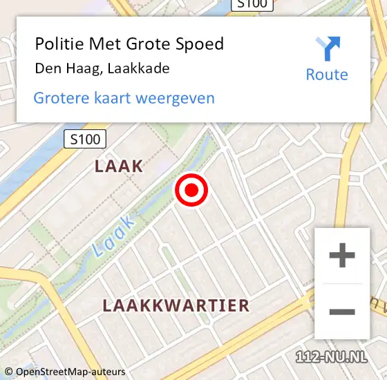 Locatie op kaart van de 112 melding: Politie Met Grote Spoed Naar Den Haag, Laakkade op 22 november 2024 21:19