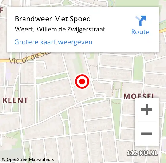 Locatie op kaart van de 112 melding: Brandweer Met Spoed Naar Weert, Willem de Zwijgerstraat op 22 november 2024 21:23