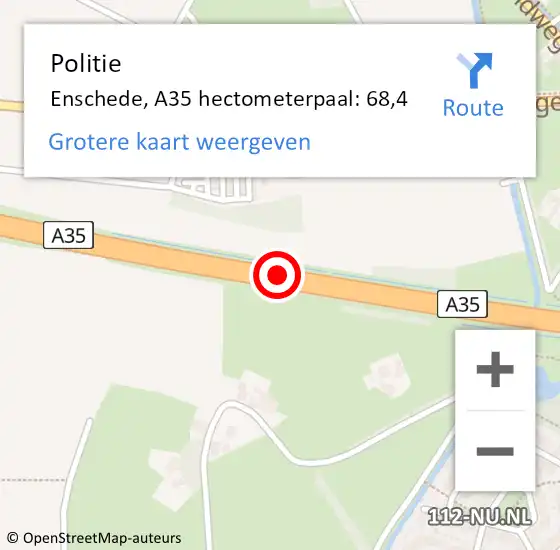 Locatie op kaart van de 112 melding: Politie Enschede, A35 hectometerpaal: 68,4 op 22 november 2024 21:40