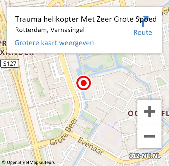 Locatie op kaart van de 112 melding: Trauma helikopter Met Zeer Grote Spoed Naar Rotterdam, Varnasingel op 22 november 2024 21:49