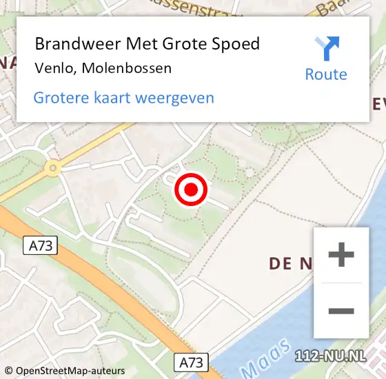 Locatie op kaart van de 112 melding: Brandweer Met Grote Spoed Naar Venlo, Molenbossen op 22 november 2024 21:50