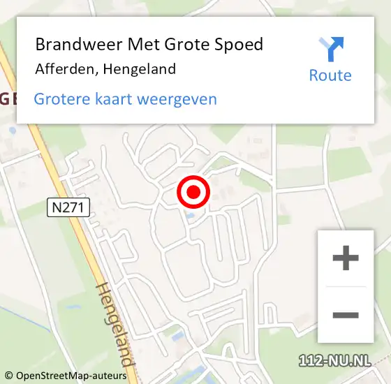 Locatie op kaart van de 112 melding: Brandweer Met Grote Spoed Naar Afferden, Hengeland op 22 november 2024 21:55