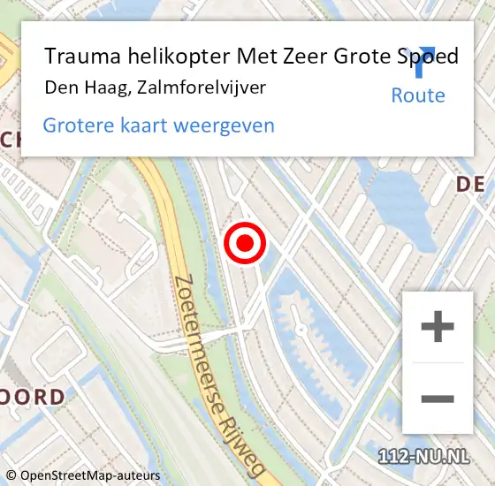 Locatie op kaart van de 112 melding: Trauma helikopter Met Zeer Grote Spoed Naar Den Haag, Zalmforelvijver op 22 november 2024 22:00