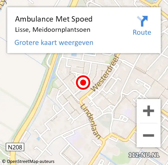 Locatie op kaart van de 112 melding: Ambulance Met Spoed Naar Lisse, Meidoornplantsoen op 22 november 2024 22:09