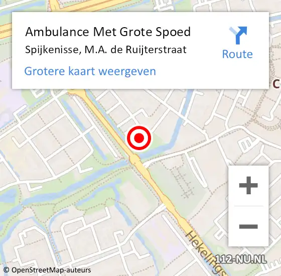 Locatie op kaart van de 112 melding: Ambulance Met Grote Spoed Naar Spijkenisse, M.A. de Ruijterstraat op 22 november 2024 22:25