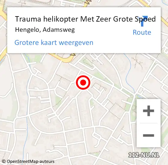 Locatie op kaart van de 112 melding: Trauma helikopter Met Zeer Grote Spoed Naar Hengelo, Adamsweg op 22 november 2024 22:32