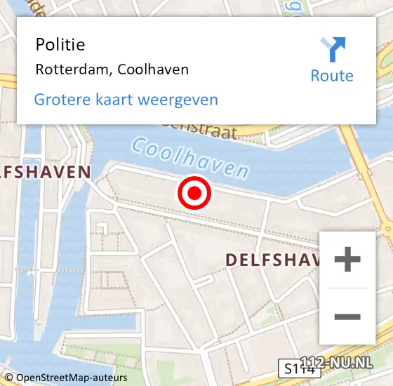 Locatie op kaart van de 112 melding: Politie Rotterdam, Coolhaven op 22 november 2024 22:32