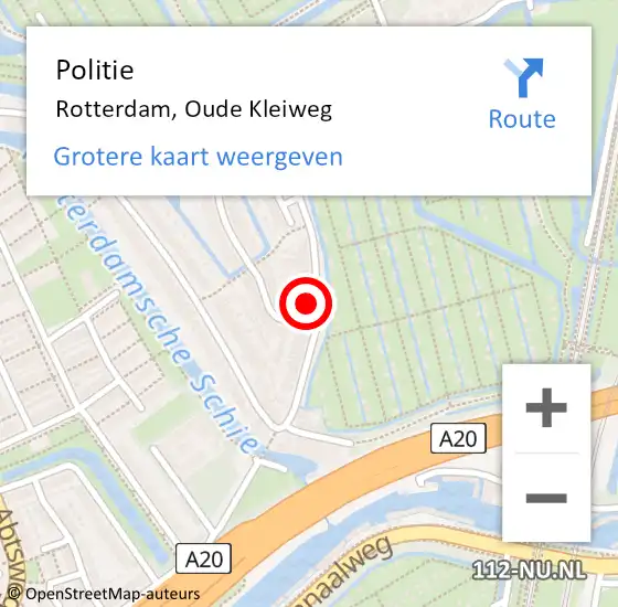 Locatie op kaart van de 112 melding: Politie Rotterdam, Oude Kleiweg op 22 november 2024 22:33