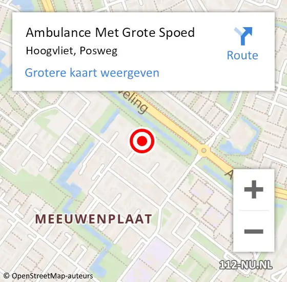 Locatie op kaart van de 112 melding: Ambulance Met Grote Spoed Naar Hoogvliet, Posweg op 22 november 2024 22:38