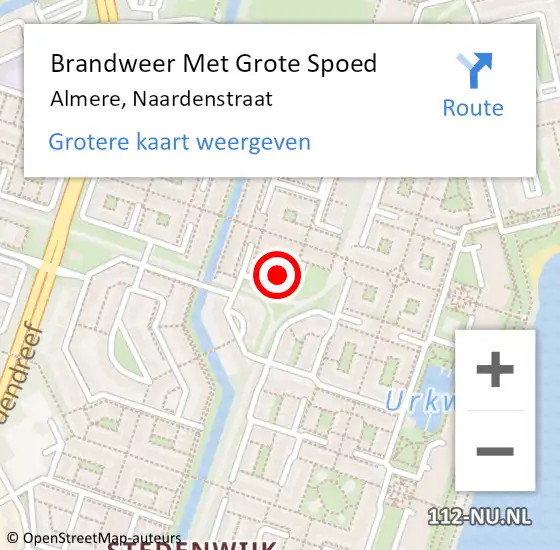 Locatie op kaart van de 112 melding: Brandweer Met Grote Spoed Naar Almere, Naardenstraat op 22 november 2024 22:47