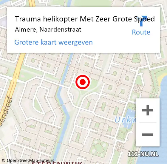 Locatie op kaart van de 112 melding: Trauma helikopter Met Zeer Grote Spoed Naar Almere, Naardenstraat op 22 november 2024 22:50