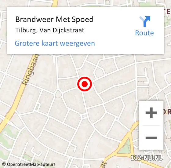 Locatie op kaart van de 112 melding: Brandweer Met Spoed Naar Tilburg, Van Dijckstraat op 22 november 2024 22:53