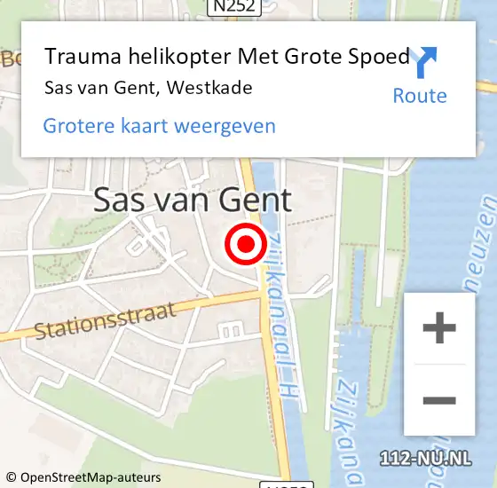 Locatie op kaart van de 112 melding: Trauma helikopter Met Grote Spoed Naar Sas van Gent, Westkade op 22 november 2024 22:53