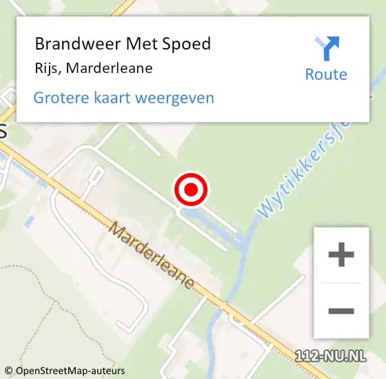 Locatie op kaart van de 112 melding: Brandweer Met Spoed Naar Rijs, Marderleane op 22 november 2024 22:59