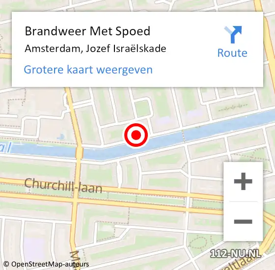 Locatie op kaart van de 112 melding: Brandweer Met Spoed Naar Amsterdam, Jozef Israëlskade op 22 november 2024 23:08