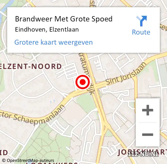 Locatie op kaart van de 112 melding: Brandweer Met Grote Spoed Naar Eindhoven, Elzentlaan op 22 november 2024 23:18