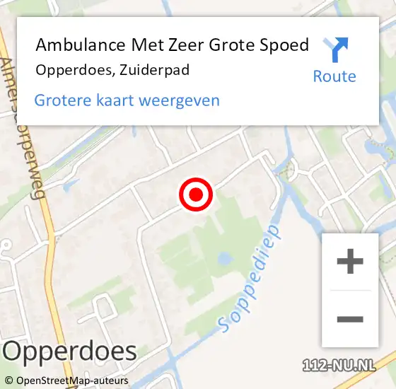 Locatie op kaart van de 112 melding: Ambulance Met Zeer Grote Spoed Naar Opperdoes, Zuiderpad op 22 november 2024 23:21