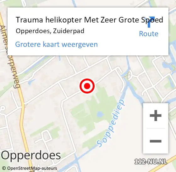 Locatie op kaart van de 112 melding: Trauma helikopter Met Zeer Grote Spoed Naar Opperdoes, Zuiderpad op 22 november 2024 23:21