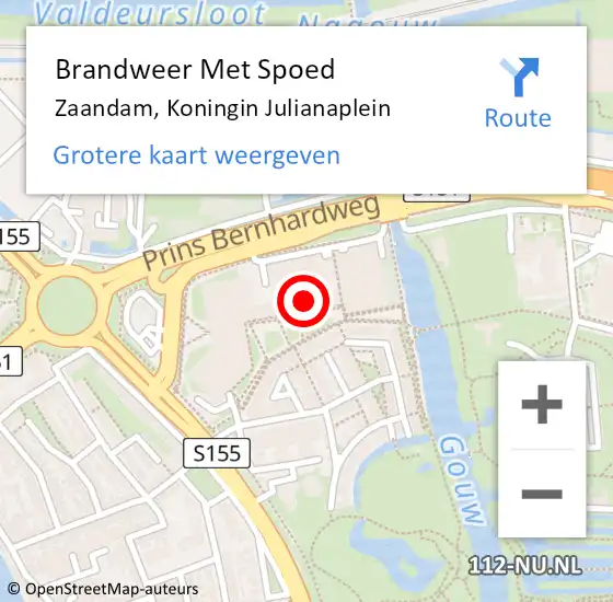 Locatie op kaart van de 112 melding: Brandweer Met Spoed Naar Zaandam, Koningin Julianaplein op 22 november 2024 23:30