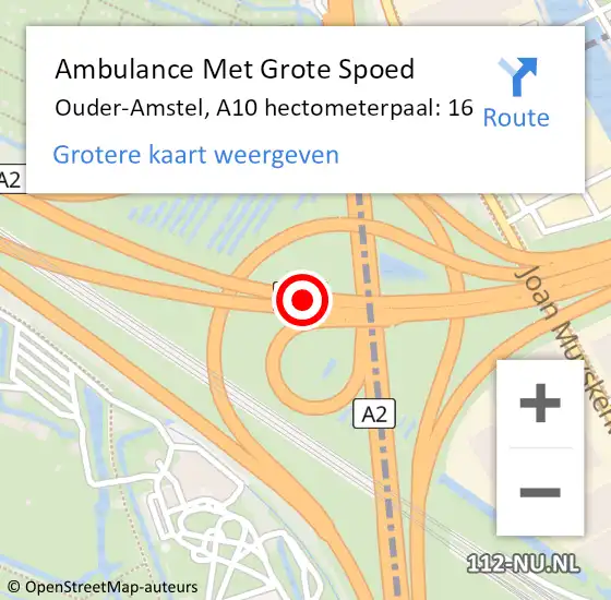 Locatie op kaart van de 112 melding: Ambulance Met Grote Spoed Naar Ouder-Amstel, A10 hectometerpaal: 16 op 22 november 2024 23:40