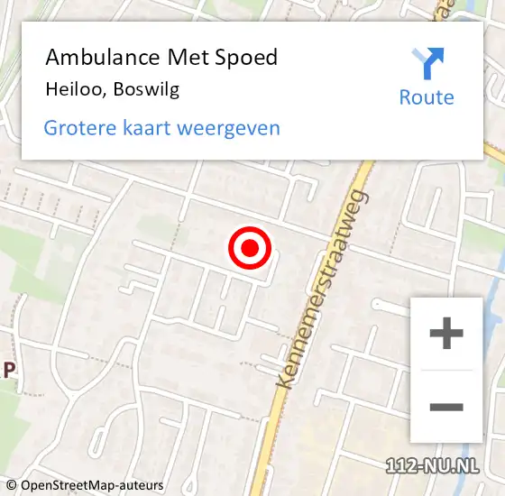 Locatie op kaart van de 112 melding: Ambulance Met Spoed Naar Heiloo, Boswilg op 23 november 2024 00:01