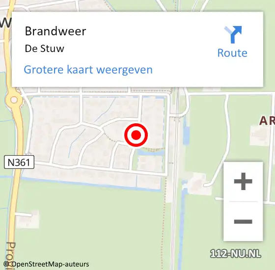 Locatie op kaart van de 112 melding: Brandweer De Stuw op 27 oktober 2014 20:33