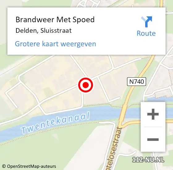 Locatie op kaart van de 112 melding: Brandweer Met Spoed Naar Delden, Sluisstraat op 23 november 2024 00:22