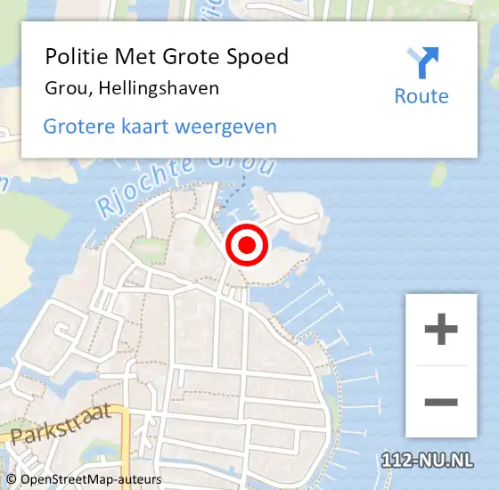 Locatie op kaart van de 112 melding: Politie Met Grote Spoed Naar Grou, Hellingshaven op 23 november 2024 00:42