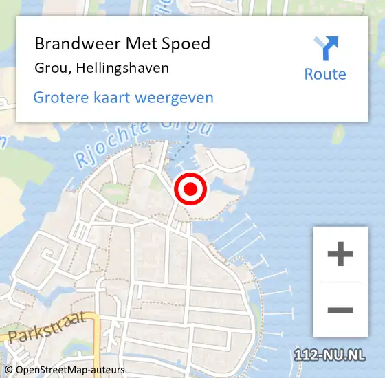 Locatie op kaart van de 112 melding: Brandweer Met Spoed Naar Grou, Hellingshaven op 23 november 2024 00:44