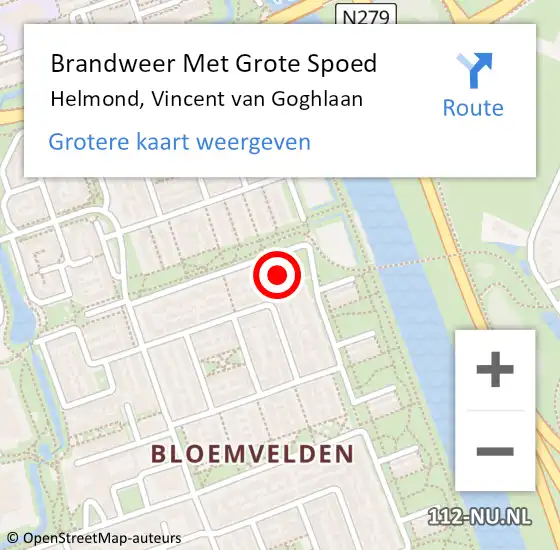 Locatie op kaart van de 112 melding: Brandweer Met Grote Spoed Naar Helmond, Vincent van Goghlaan op 23 november 2024 00:59