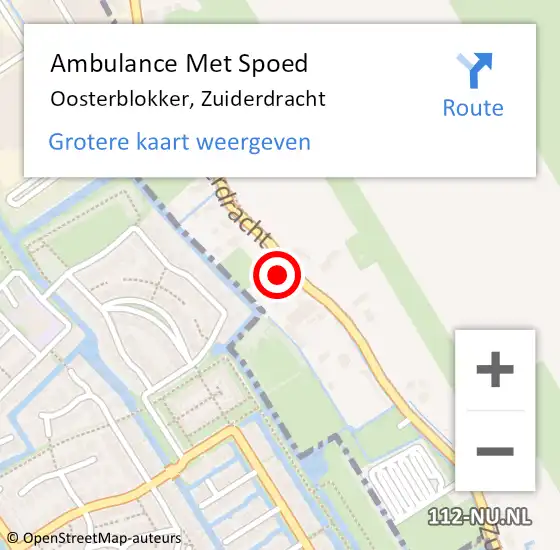 Locatie op kaart van de 112 melding: Ambulance Met Spoed Naar Oosterblokker, Zuiderdracht op 23 november 2024 01:06