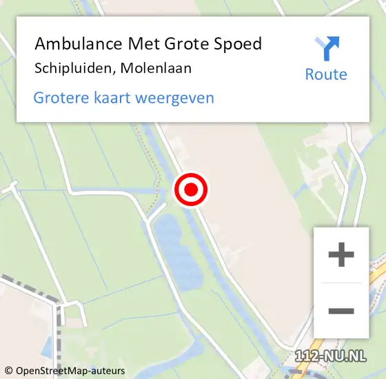 Locatie op kaart van de 112 melding: Ambulance Met Grote Spoed Naar Schipluiden, Molenlaan op 23 november 2024 01:07