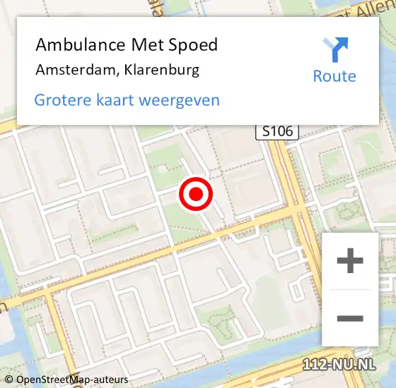 Locatie op kaart van de 112 melding: Ambulance Met Spoed Naar Amsterdam, Klarenburg op 23 november 2024 01:16