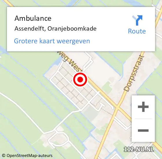 Locatie op kaart van de 112 melding: Ambulance Assendelft, Oranjeboomkade op 23 november 2024 01:47