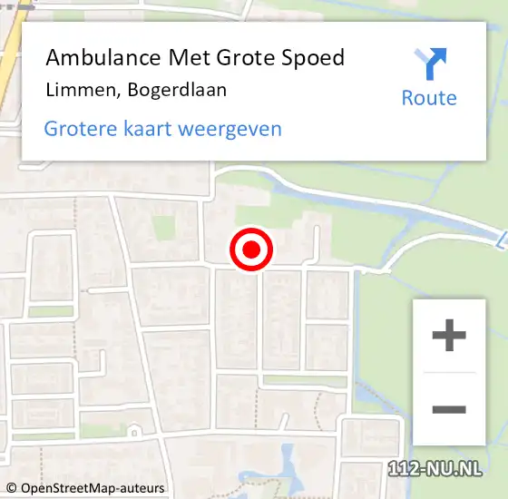 Locatie op kaart van de 112 melding: Ambulance Met Grote Spoed Naar Limmen, Bogerdlaan op 23 november 2024 02:10