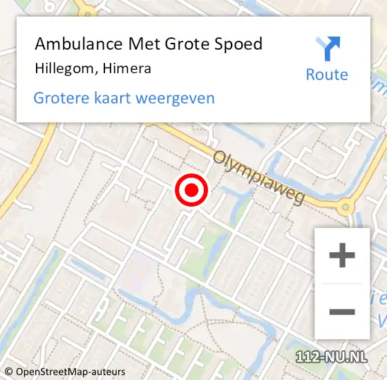 Locatie op kaart van de 112 melding: Ambulance Met Grote Spoed Naar Hillegom, Himera op 23 november 2024 02:32