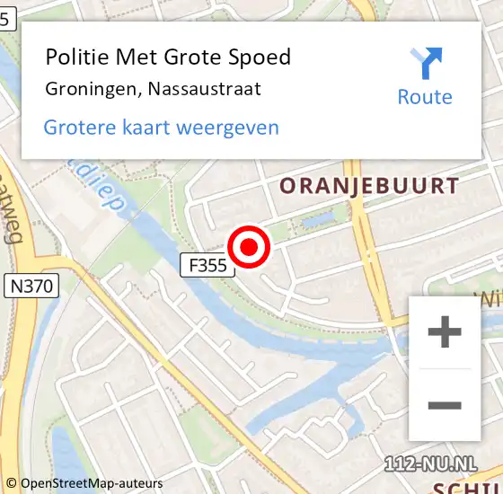 Locatie op kaart van de 112 melding: Politie Met Grote Spoed Naar Groningen, Nassaustraat op 23 november 2024 03:08