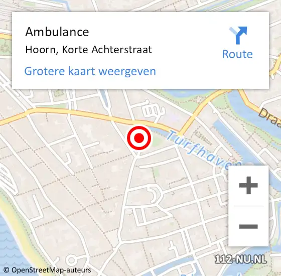 Locatie op kaart van de 112 melding: Ambulance Hoorn, Korte Achterstraat op 23 november 2024 04:01