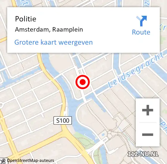 Locatie op kaart van de 112 melding: Politie Amsterdam, Raamplein op 23 november 2024 05:25