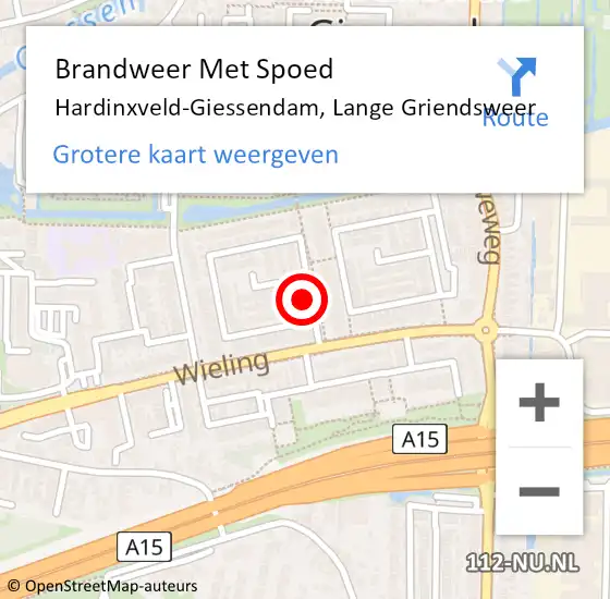 Locatie op kaart van de 112 melding: Brandweer Met Spoed Naar Hardinxveld-Giessendam, Lange Griendsweer op 23 november 2024 05:29