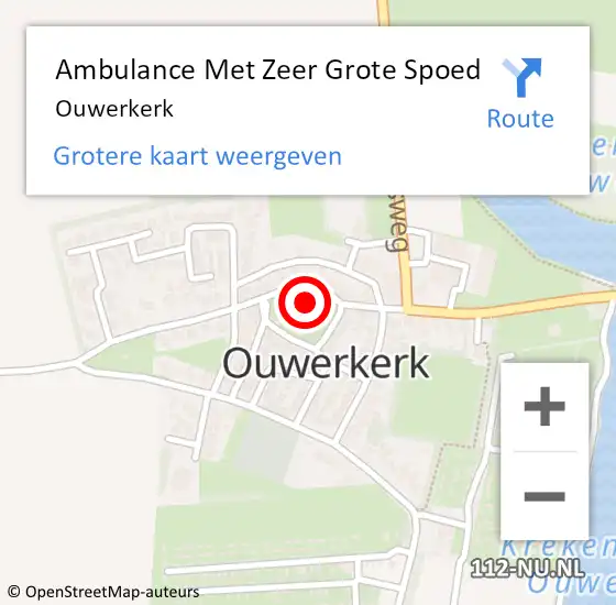 Locatie op kaart van de 112 melding: Ambulance Met Zeer Grote Spoed Naar Ouwerkerk op 23 november 2024 06:21