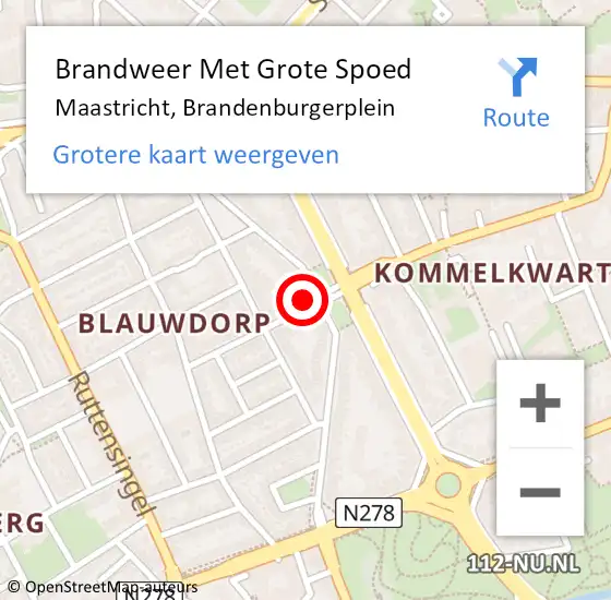 Locatie op kaart van de 112 melding: Brandweer Met Grote Spoed Naar Maastricht, Brandenburgerplein op 23 november 2024 06:26