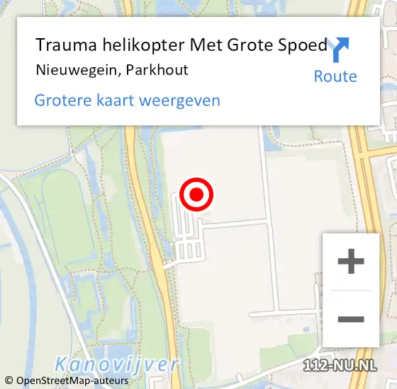 Locatie op kaart van de 112 melding: Trauma helikopter Met Grote Spoed Naar Nieuwegein, Parkhout op 23 november 2024 06:33