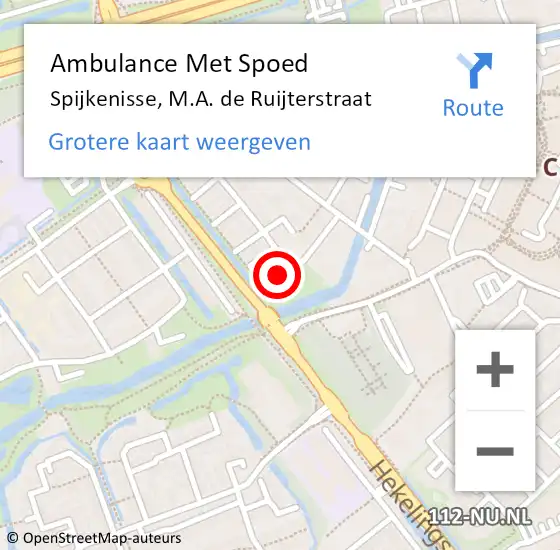 Locatie op kaart van de 112 melding: Ambulance Met Spoed Naar Spijkenisse, M.A. de Ruijterstraat op 23 november 2024 07:32