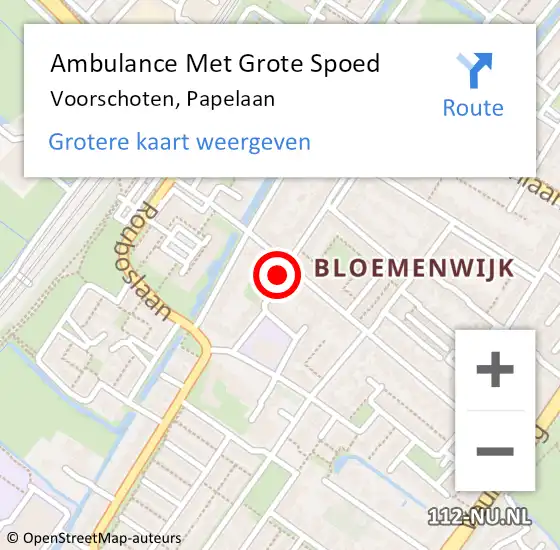 Locatie op kaart van de 112 melding: Ambulance Met Grote Spoed Naar Voorschoten, Papelaan op 23 november 2024 08:38