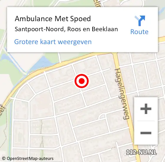 Locatie op kaart van de 112 melding: Ambulance Met Spoed Naar Santpoort-Noord, Roos en Beeklaan op 23 november 2024 08:46