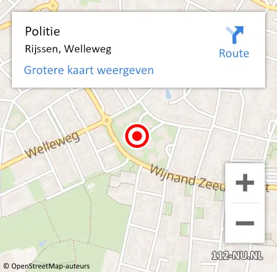 Locatie op kaart van de 112 melding: Politie Rijssen, Welleweg op 23 november 2024 09:09