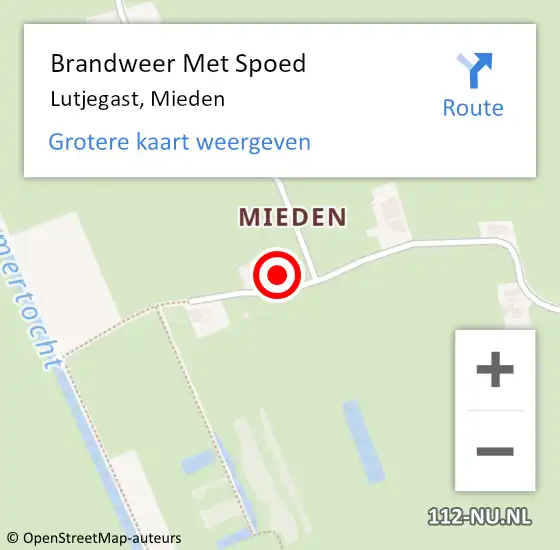 Locatie op kaart van de 112 melding: Brandweer Met Spoed Naar Lutjegast, Mieden op 23 november 2024 09:57