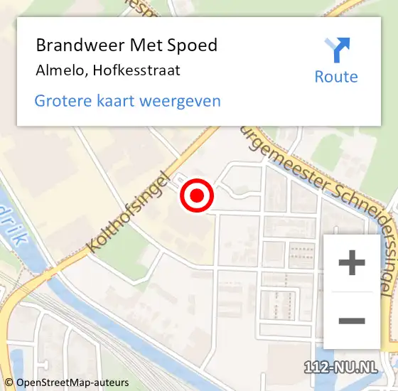 Locatie op kaart van de 112 melding: Brandweer Met Spoed Naar Almelo, Hofkesstraat op 23 november 2024 10:10